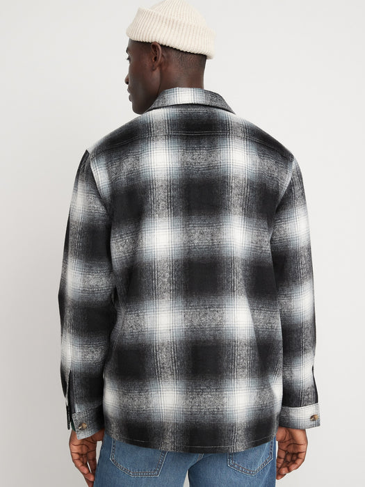 Soft-Brushed Plaid Shacket for Men