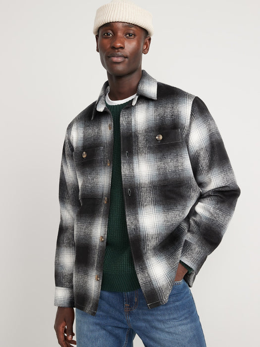 Soft-Brushed Plaid Shacket for Men
