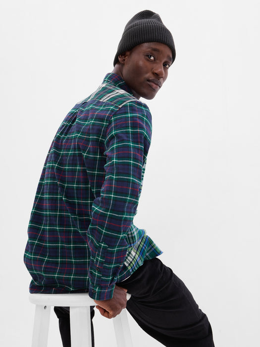 100% Organic Cotton Mixed Plaid Flannel Shirt