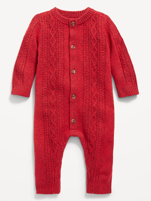 Unisex Button-Front Cable-Knit One-Piece for Baby