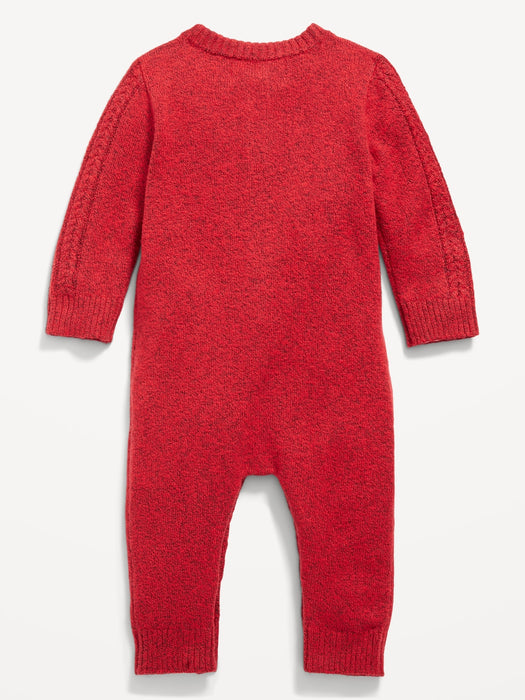 Unisex Button-Front Cable-Knit One-Piece for Baby