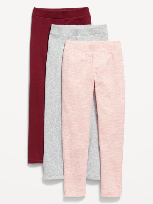 High-Waisted Cozy-Lined Leggings 3-Pack for Girls - Red