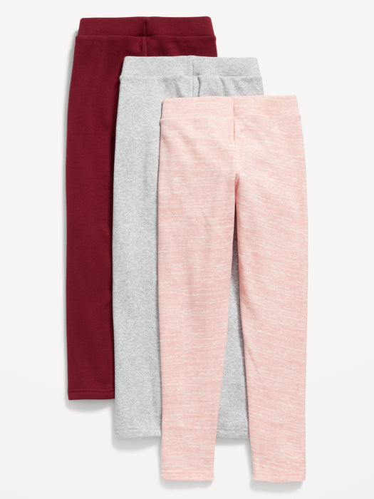 High-Waisted Cozy-Lined Leggings 3-Pack for Girls - Red