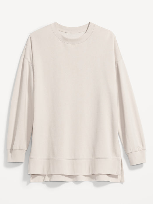Oversized Boyfriend Garment-Dyed Tunic Sweatshirt for Women
