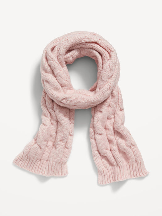 Cable-Knit Scarf for Women - Pink