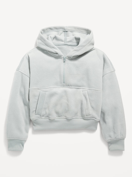 Go-Warm Micro Fleece 1/2-Zip Pullover Hoodie for Girls - Silver