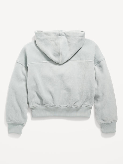 Go-Warm Micro Fleece 1/2-Zip Pullover Hoodie for Girls - Silver