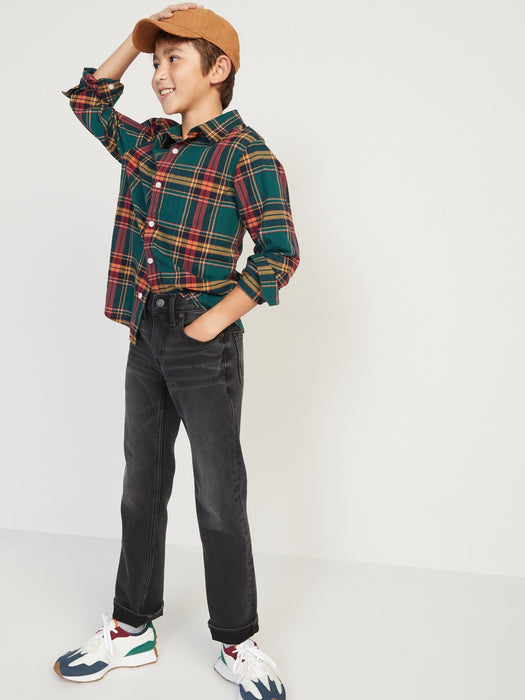 Straight Built-In Warm Jeans for Boys - Gray