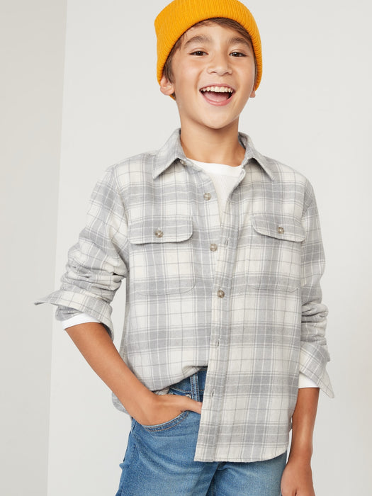 Plaid Flannel Utility Pocket Shirt for Boys