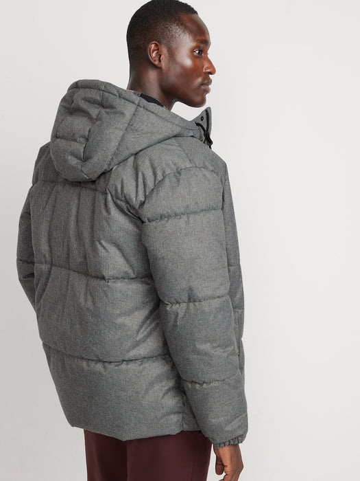 Frost-Free Water-Resistant Herringbone Puffer Jacket for Men