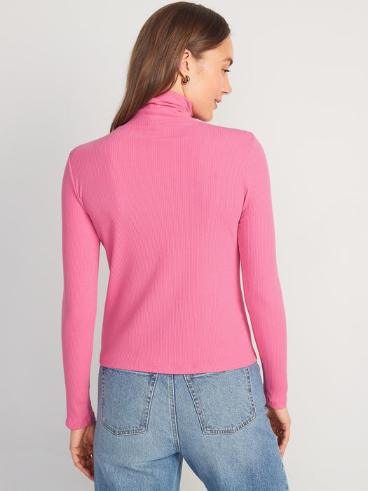Rib-Knit Turtleneck Top for Women