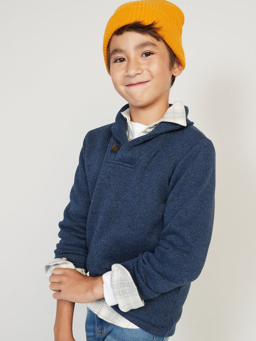 Shawl-Collar Sweater-Fleece Pullover for Boys