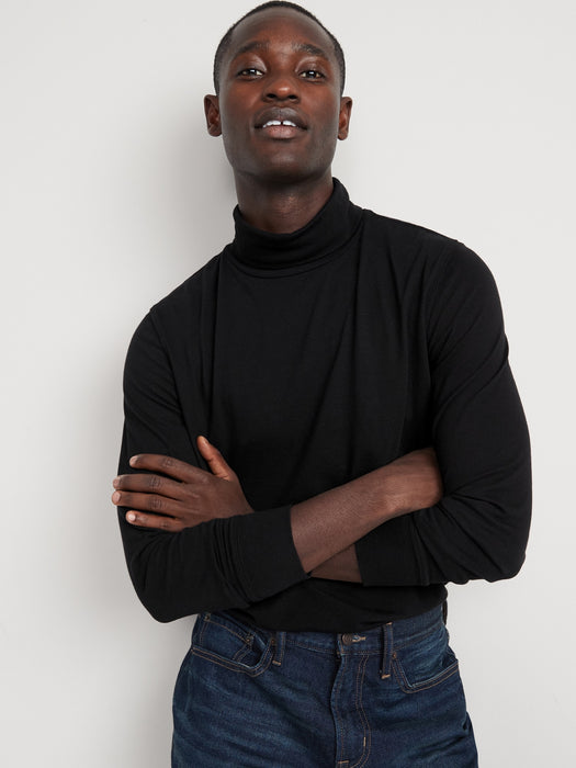Turtleneck Jersey-Knit Long-Sleeve T-Shirt for Men
