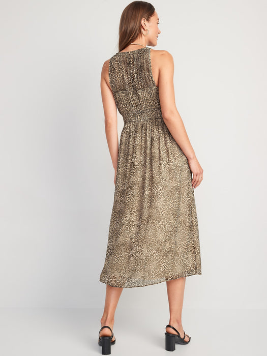 Fit & Flare Shirred Crinkled Maxi Dress for Women