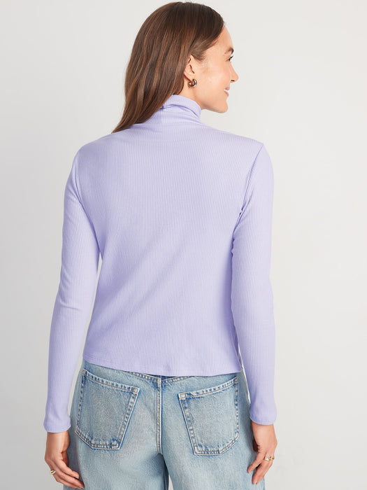 Rib-Knit Turtleneck Top for Women