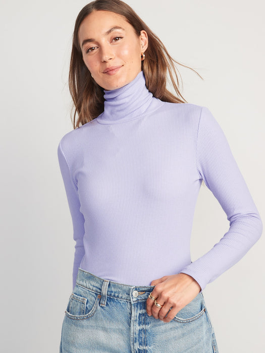 Rib-Knit Turtleneck Top for Women