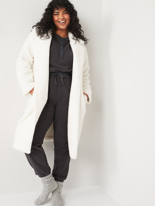 High-Waisted Microfleece Lounge Jogger Sweatpants for Women - Black