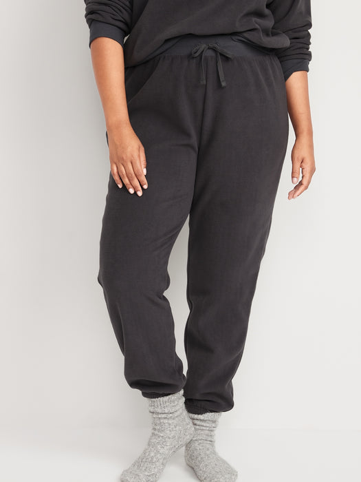 High-Waisted Microfleece Lounge Jogger Sweatpants for Women - Black