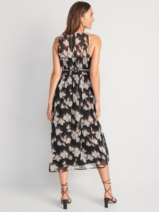 Fit & Flare Shirred Crinkled Maxi Dress for Women