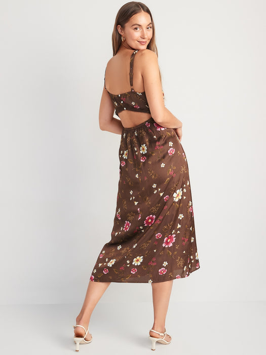 Lace-Trimmed Satin Cami Shift Dress for Women