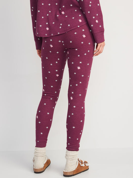 Matching Printed Thermal-Knit Pajama Leggings for Women - Multi
