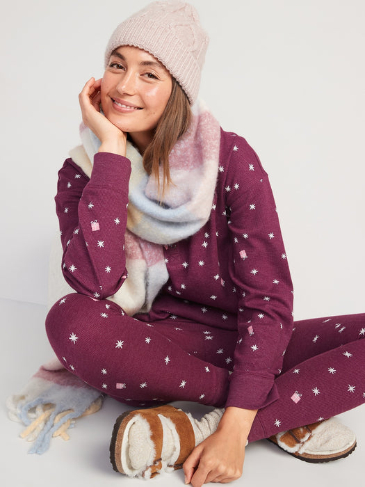 Matching Printed Thermal-Knit Pajama Leggings for Women - Multi