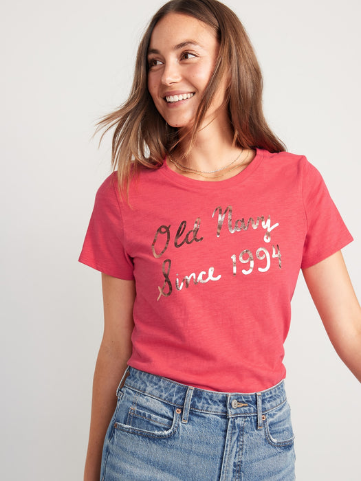 EveryWear Logo Graphic Slub-Knit T-Shirt for Women - Pink