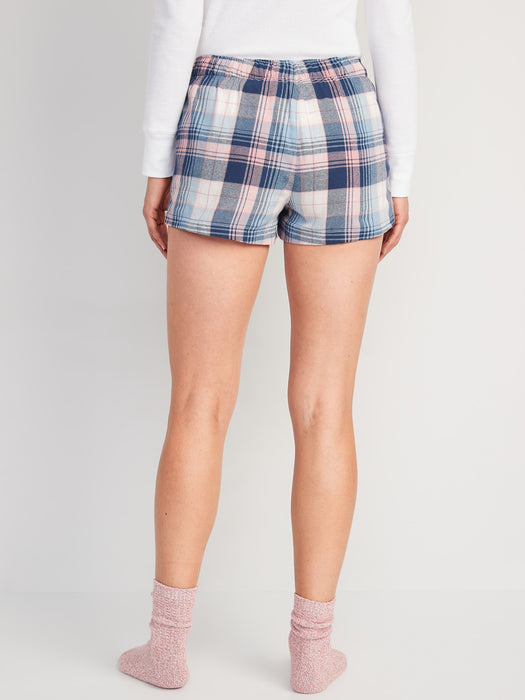 Matching Print Flannel Pajama Shorts for Women -- 2.5-inch inseam - Blue