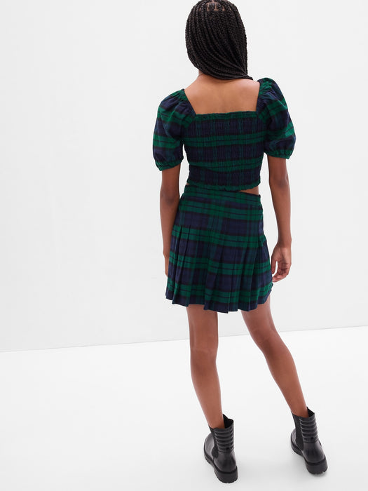 Teen 100% Organic Cotton High Rise Pleated Mini Skirt