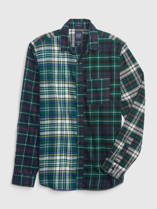 100% Organic Cotton Mixed Plaid Flannel Shirt