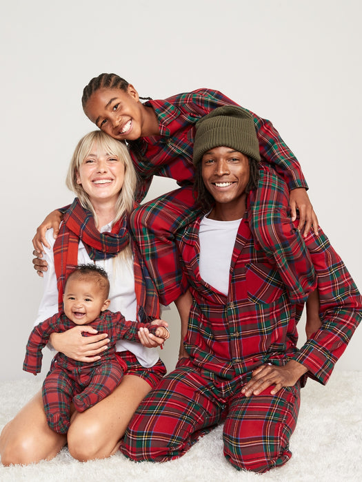Gender-Neutral Holiday Matching Snug-Fit Pajama Set for Kids - Red