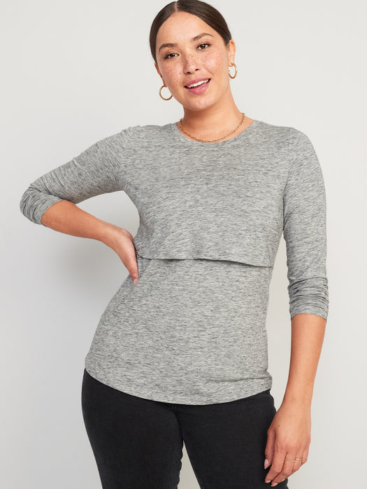 Maternity Double-Layer Long-Sleeve Nursing Top