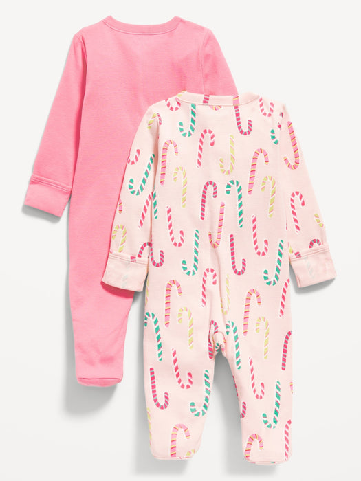 Unisex Sleeep & Play 2-Way-Zip Footed One Piece 2-Pack for Baby
