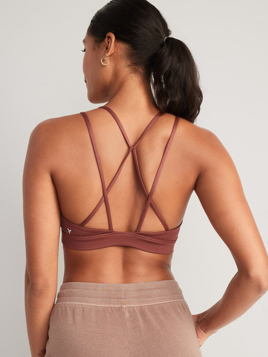 Light Support Strappy V-Neck Sports Bra for Women