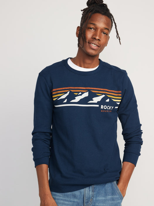 Graphic Thermal-Knit Long-Sleeve T-Shirt for Men