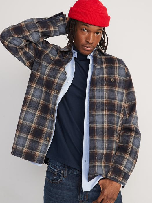 Soft-Brushed Plaid Shacket for Men