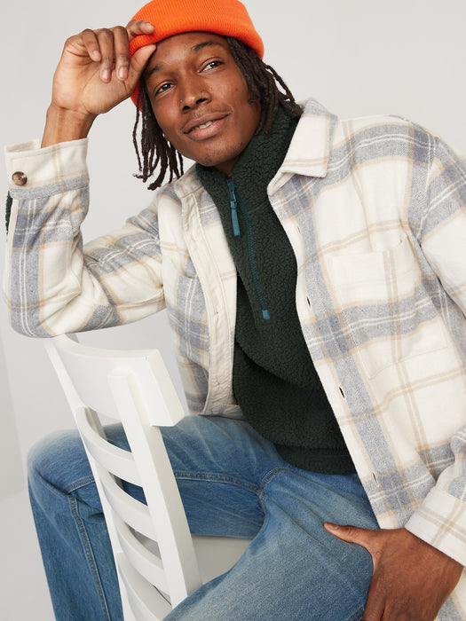 Cozy Sherpa Quarter-Zip Sweatshirt for Men - Green