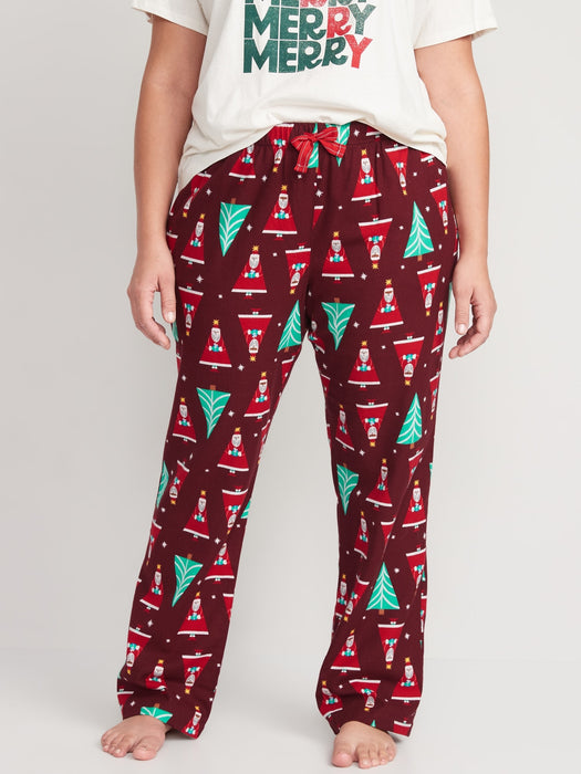 Printed Flannel Pajama Pants for Women - Red