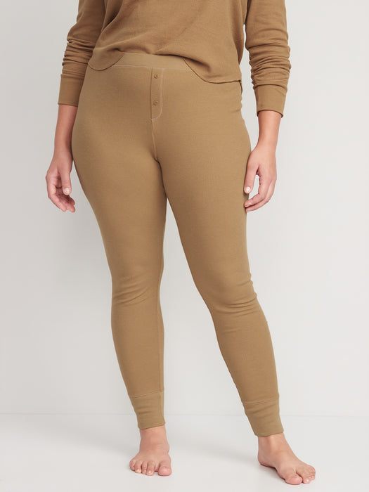 Matching Printed Thermal-Knit Pajama Leggings for Women - Yellow