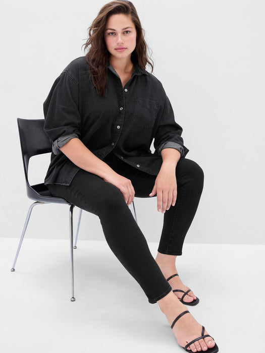 Denim Big Shirt with Washwell - black wash