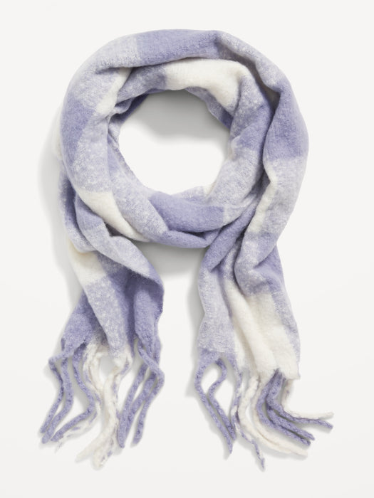 Cozy Soft-Brushed Patterned Scarf for Women - Purple