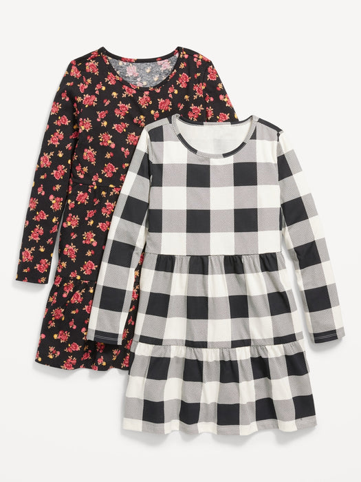 Tiered Printed Jersey-Knit Swing Dress 2-Pack for Girls
