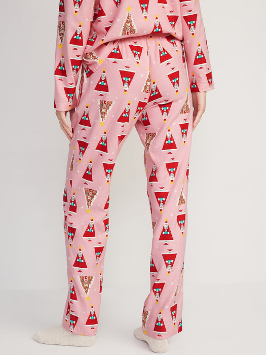 Printed Flannel Pajama Pants for Women - Pink
