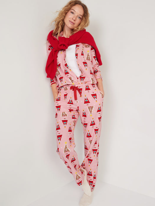 Printed Flannel Pajama Pants for Women - Pink