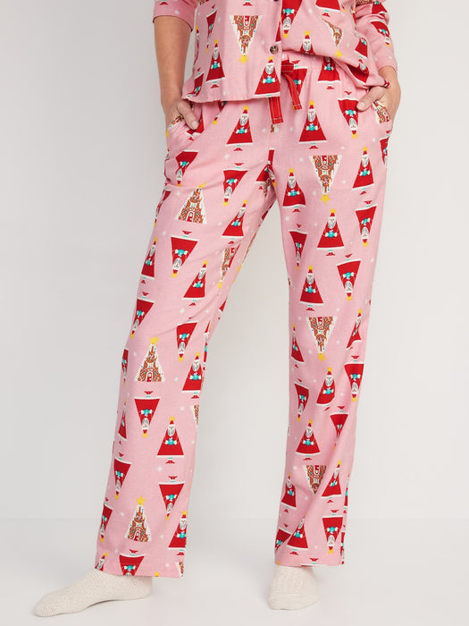 Printed Flannel Pajama Pants for Women - Pink
