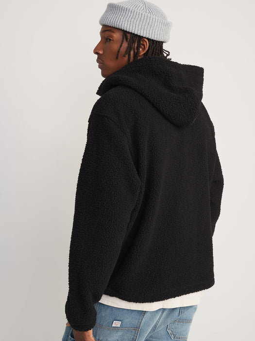 Oversized Sherpa Quarter-Zip Sweatshirt for Men - Black