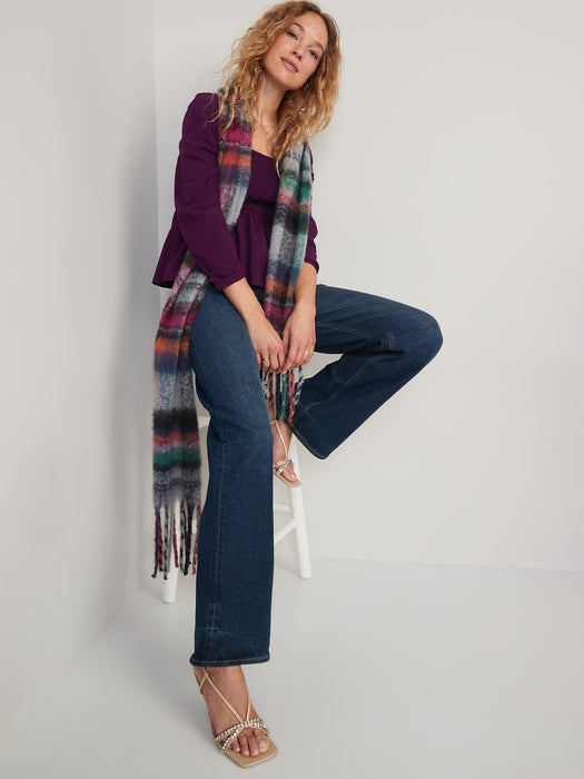 Seersucker Smocked Babydoll Blouse for Women