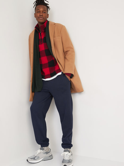 Oversized Plaid Sherpa Quarter-Zip Sweatshirt for Men