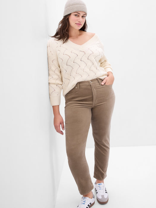 High Rise Velvet Vintage Slim Jeans with Washwell