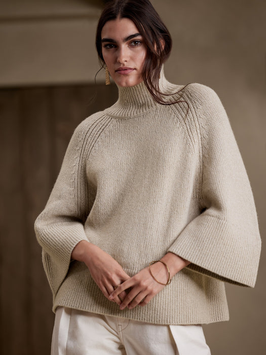 Firenze Flare-Sleeve Sweater - Heather Oatmeal